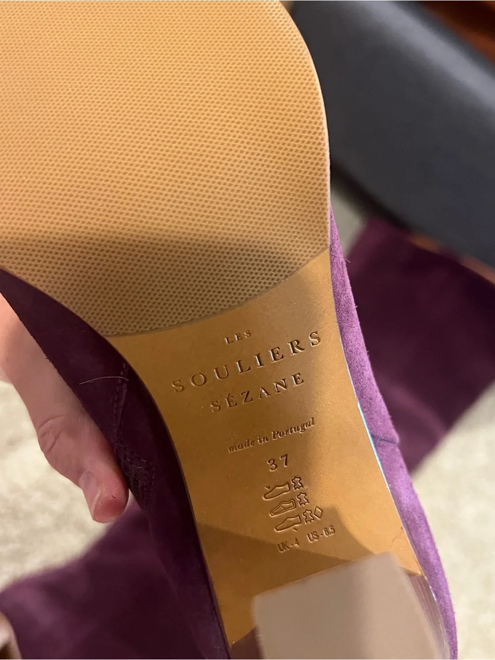 Souliers Sezane Women's Tall Suede Knee-High Boots in Deep Plum